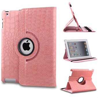 Krokodil Draaibare hoes voor iPad 2/3/4 (Roze)