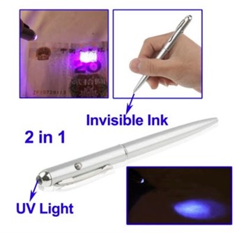Magische pen met unsyling-inkt + UV-licht