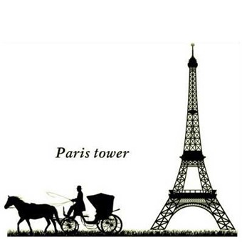 Muurstickers - De Eiffeltoren en paardenkoets