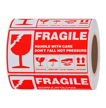 Fragile Handle With Care" Verzendingslabel - 7 x 14 cm x 300 Labels - 1 stuk