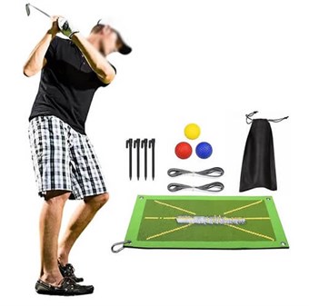 Antislip golf-impactmat voor swingdetectie Batting Draagbare golftrainingsdeken 24 x 12 inch met 6 golfballen