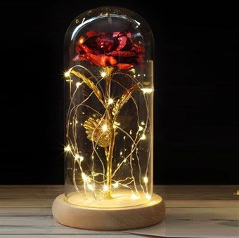 24-karaats vergulde roos met LED-licht - decoratieve bloem
