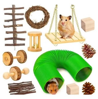 Interactief Houten Speelgoed voor Hamsters - Cavia\'s - Woestijnratten - 12 st.