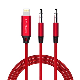 YAOMAISI Lightning voor 3.5mm Jack Plug Kabel 1 meter - Rood
