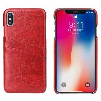 Fashion Leather Cover voor iPhone XS Max - Rood