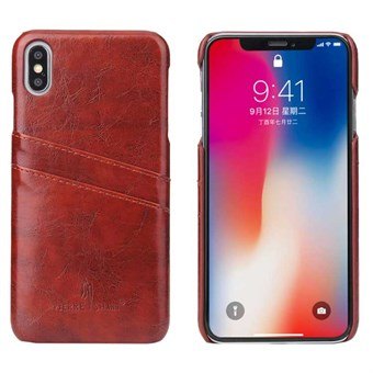 Fashion Leather Cover voor iPhone XS Max - Bruin