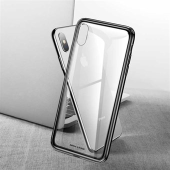 Baseus Cover met Gehard Glas, Achterkant en Schokbestendige Randen in TPU voor iPhone XS Max - Zwart