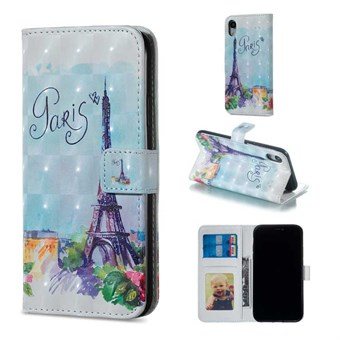 Mooie korte portemonnee-hoes iPhone XR - Parijs