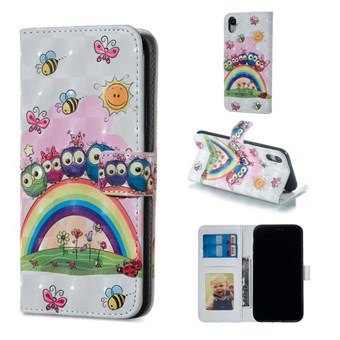 Mooie korte portemonnee-hoes iPhone XR - Owl Family