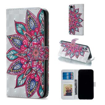 Leuk Card Wallet hoesje iPhone XR - Half Flower