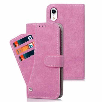 Leren Case voor iPhone XR - Kaarthouder voorzijde - Magenta