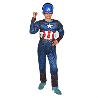 Captain America Kostuum Kinderen - Incl. Masker + Pak - Medium (120-130 cm)