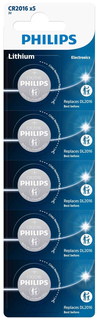 Philips Lithium CR2016 - 5 stuks