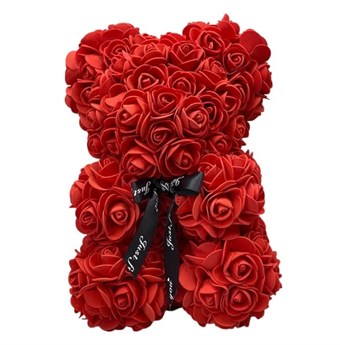 Beer - Roos met Hart - 40 cm - Gemaakt van Kunstbloemen - Perfect Cadeau voor Valentijn