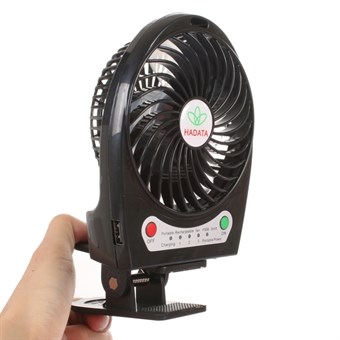 Kleine krachtige ventilator met LED-licht - zwart