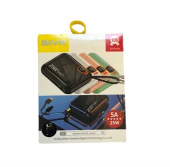 AIVR - Mini voor Kinderen Powerbank met Snelladen & Type C + Lightning Ingang - Zwart