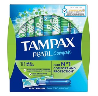 Tampax Pearl Compak Super Tampons - 18 st.
