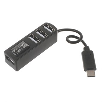USB 3.1 Type-C naar 4-poorts USB 2.0 Hub Adapter - (P-3101) - Zwart