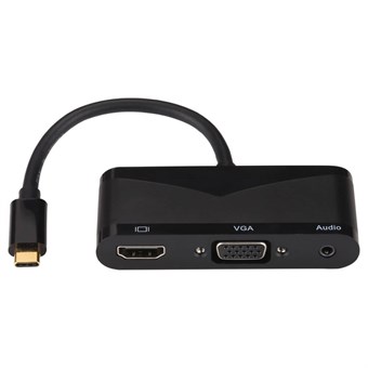Multifunctionele USB-adapter - V83 Type-C naar 4K HDMI + VGA + 3,5 mm audio