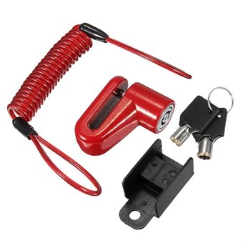 Schijfremslot met kabel - voor scooter, motorfiets en elektrische scooter - rood