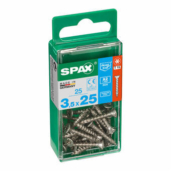 Screw Box SPAX Hout Roestvrij staal Platte kop 25 Onderdelen (3,5 x 25 mm)