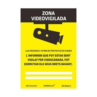 Bord Normaluz Zona videovigilada PVC (21 x 30 cm)