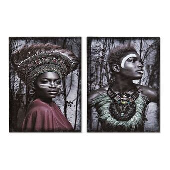 Schilderij DKD Home Decor Afrikaanse Koloniaal (30 x 1,8 x 40 cm) (2 Stuks) 30 x 1.8 x 40 cm (2 pcs)