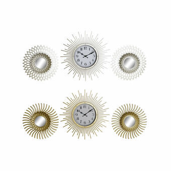 Horloge DKD Home Decor Champagne Polypropyleen Gouden Spiegel (3 pcs) (2 pcs)