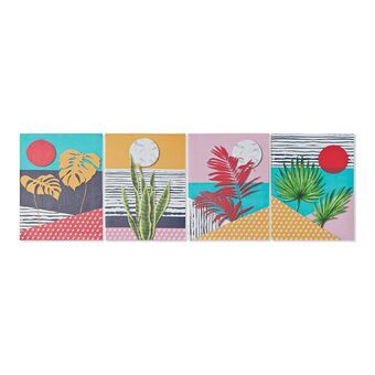 Schilderij DKD Home Decor Tropical Canvas Tropisch (30 x 1,8 x 40 cm) (4 Stuks)