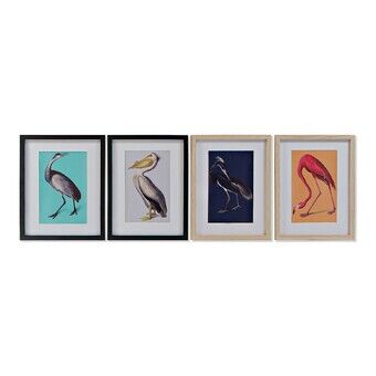 Schilderij DKD Home Decor Vogels (4 stuks) (35 x 2 x 45 cm)