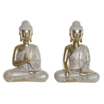 Decoratieve figuren DKD Home Decor Gouden Boeddha Hars (22 x 12 x 30 cm) (2 pcs)