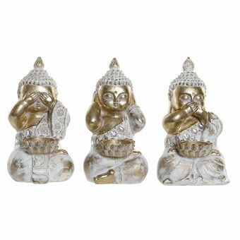 Decoratieve figuren DKD Home Decor Gouden Boeddha Hars (10 x 9 x 17 cm) (3 pcs)
