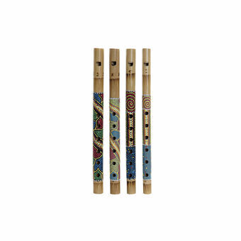 Decoratieve figuren DKD Home Decor Blokfluit Bamboe (4 pcs) (30 x 2 x 2 cm)