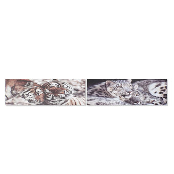 Schilderij DKD Home Decor Pine Tiger Canvas (2 stuks) (135 x 2.5 x 45 cm)