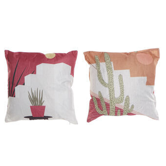 Kussen DKD Home Decor Wit Polyester Cactus (2 stuks) (45 x 10 x 45 cm)