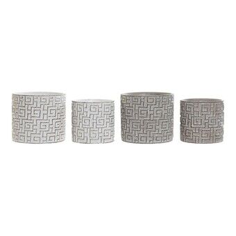 Pottenset DKD Home Decor Grijs Cement Wit (13,5 x 13,5 x 13 cm) (2 stuks) (17 x 17 x 15 cm)