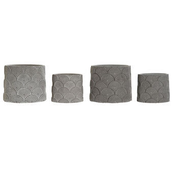 Pottenset DKD Home Decor Grijs Cement Wit (13,5 x 13,5 x 11 cm) (2 stuks) (18 x 18 x 15 cm)