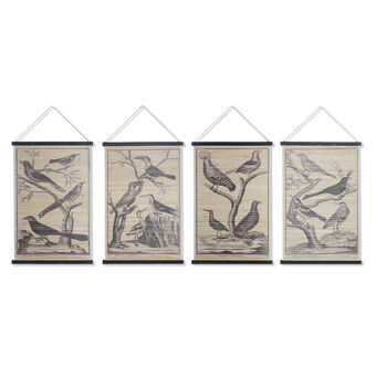 Canvas DKD Home Decor Vogels (4 stuks) (60 x 2 x 90 cm)