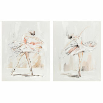 Schilderij DKD Home Decor 80 x 3,7 x 100 cm Balletdanseres Romantiek (2 Stuks)