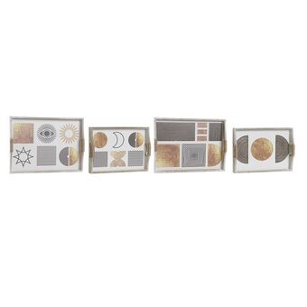 Set van trays DKD Home Decor Zwart Gouden MDF Wit (40 x 30 x 6 cm) (2 Stuks)