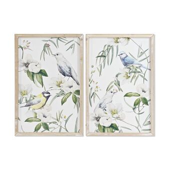 Schilderij DKD Home Decor Vogels (2 stuks) (40 x 2 x 60 cm)