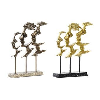 Decoratieve figuren DKD Home Decor Gezicht Gouden Metaal Koper Hars Modern (2 Stuks) (23 x 7 x 30 cm)