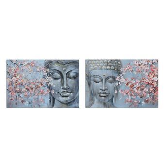 Canvas DKD Home Decor 120 x 2,8 x 80 cm Boeddha Orientaals (2 Stuks)