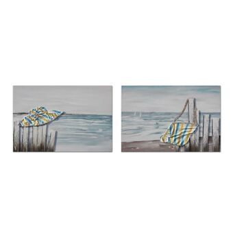 Schilderij DKD Home Decor Strand Mediterrane (90 x 2,5 x 60 cm) (2 Stuks)