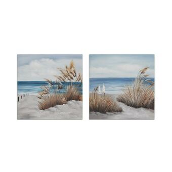Canvas DKD Home Decor 100 x 2,8 x 100 cm Strand Mediterrane (2 Stuks)