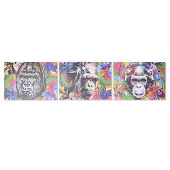 Schilderij DKD Home Decor Gorilla Modern (70 x 1,8 x 50 cm) (3 Stuks)