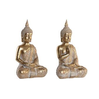 Decoratieve figuren DKD Home Decor Gouden Boeddha Hars Orientaals (13,4 x 10,3 x 24,3 cm) (2 Stuks)