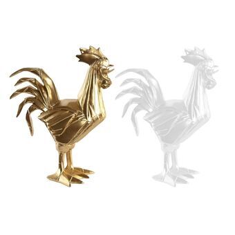 Decoratieve figuren DKD Home Decor Gouden Wit Hars Haan (16 x 9,5 x 20,7 cm) (2 Stuks)