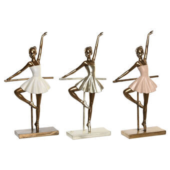 Decoratieve figuren DKD Home Decor Roze Gouden Wit Hars Balletdanseres Romantiek (17 x 7,5 x 33 cm) (3 Stuks)