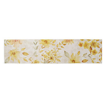 Vloerkleed DKD Home Decor Geel Wit Polyester Katoen (60 x 240 x 0,5 cm)